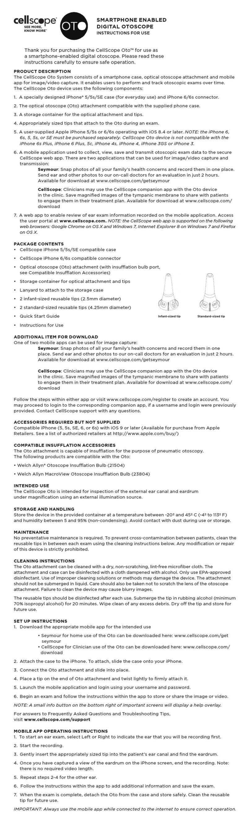 Cellscope OTO Instructions for use