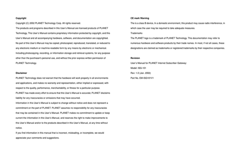 Planet ISG-101 User manual