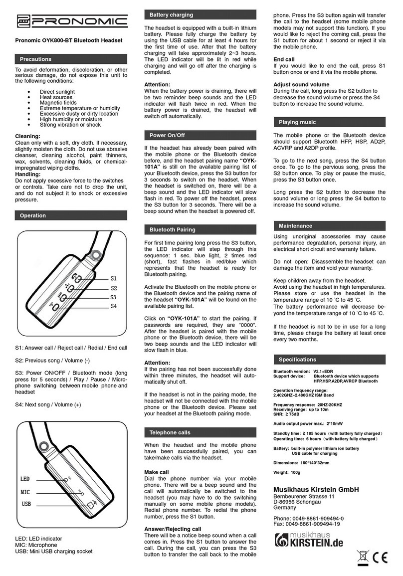 Pronomic OYK800-BT user manual