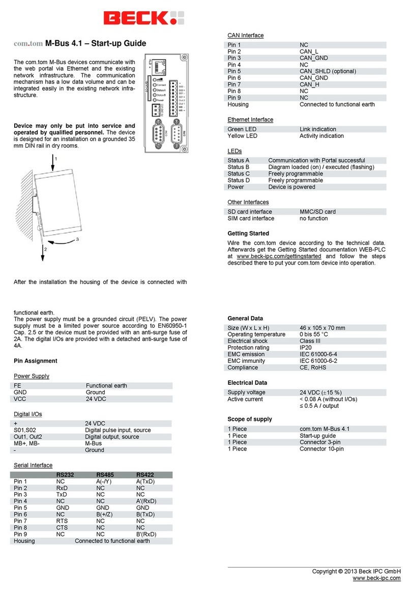 Beck com.tom M-Bus 4.1 Startup guide