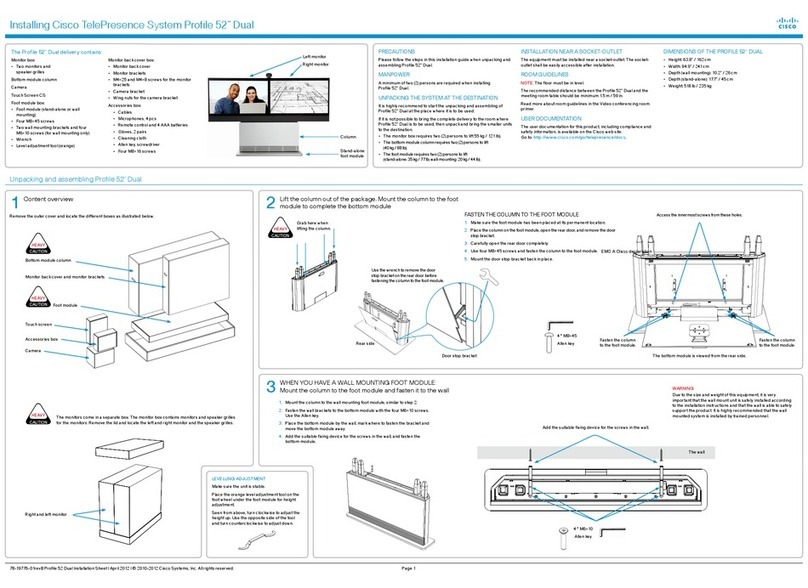 Cisco TelePresence System Profile 52” Dual Installation sheet