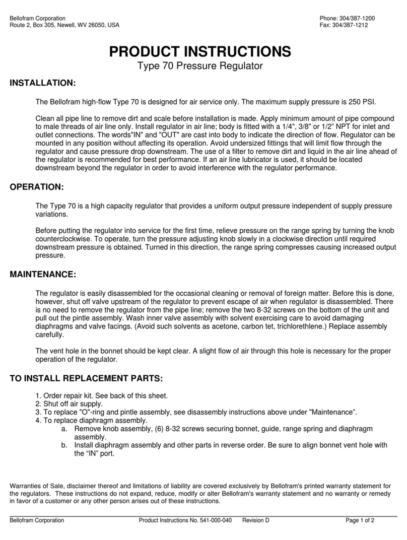 Bellofram Corporation 70 Instruction sheet