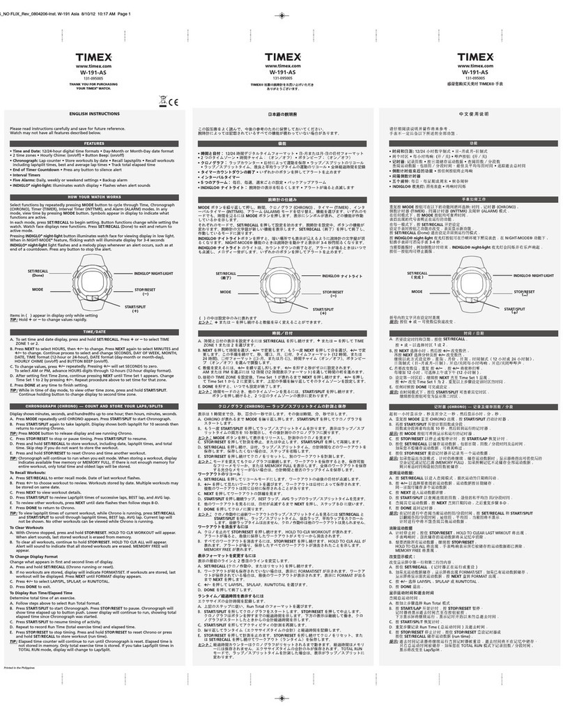 Timex W-191-AS User manual Timex W-191-AS User manual
