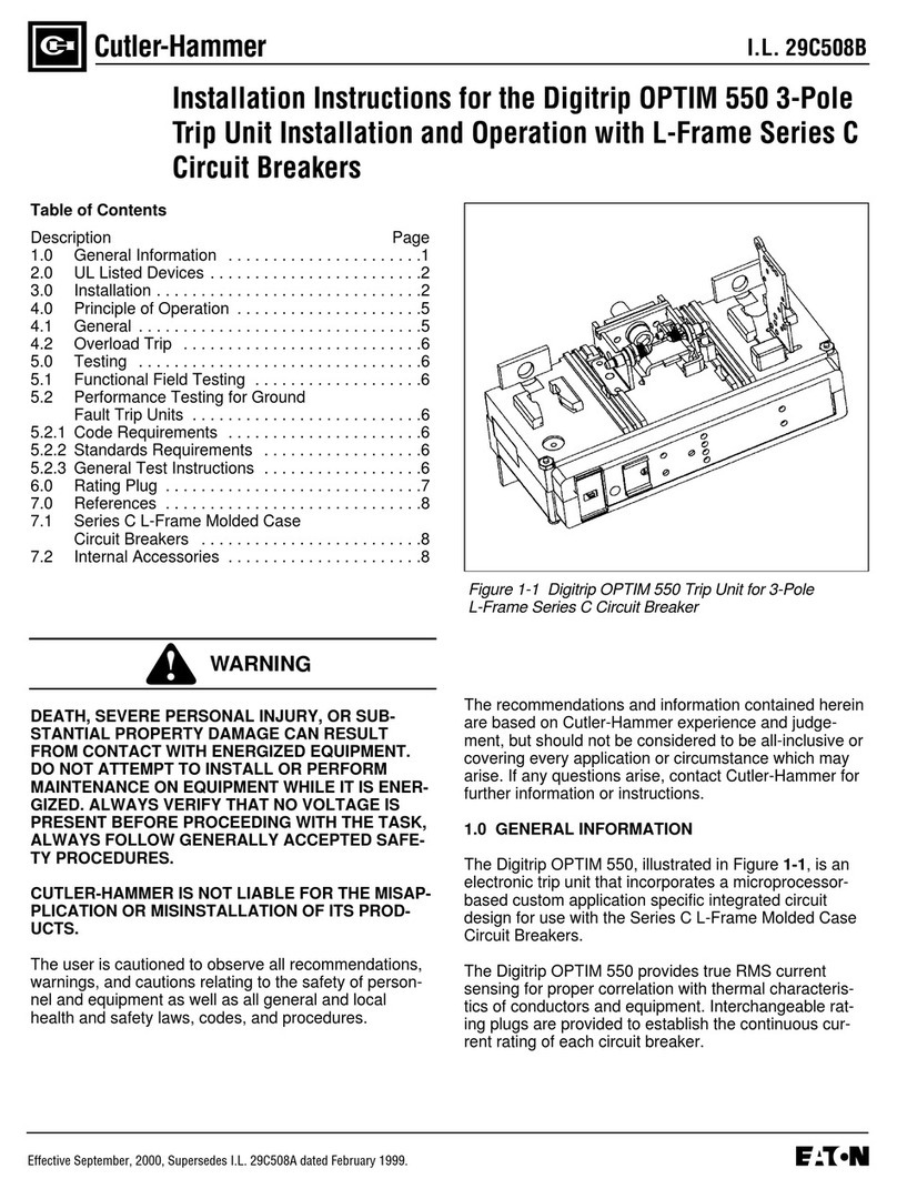 Cutler-Hammer Digitrip OPTIM 550 installation instructions