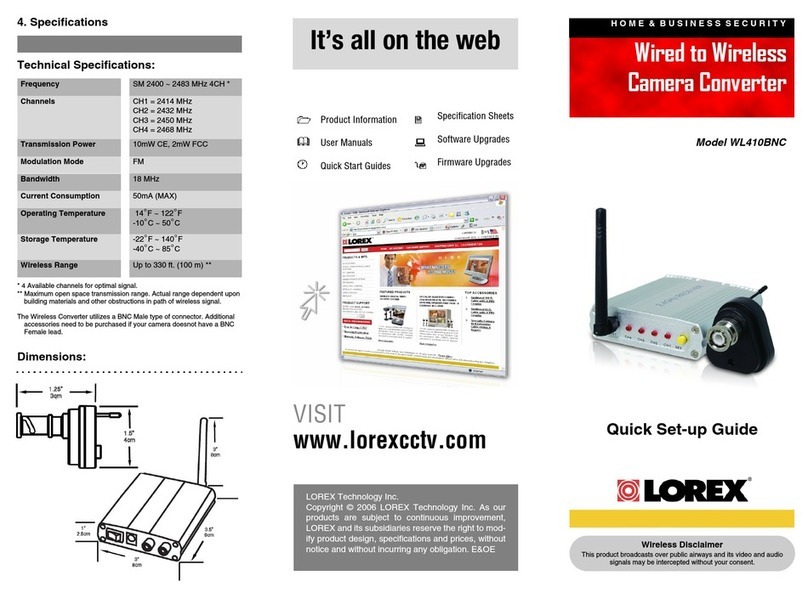 Lorex WL410BNC Quick setup guide