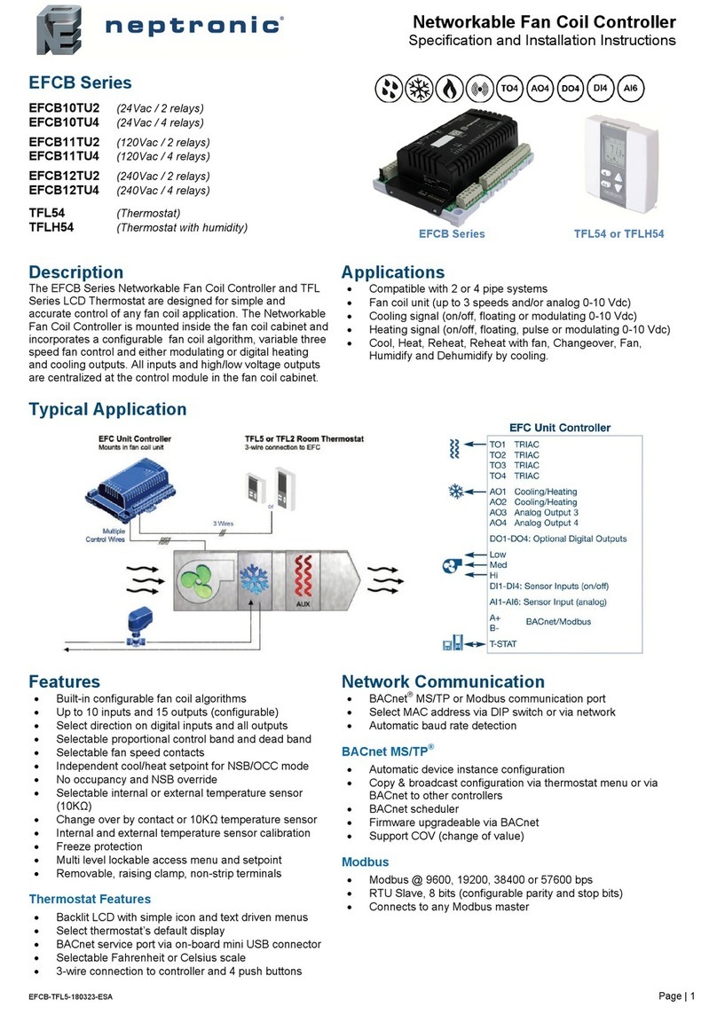 Neptronic EFCB10TU2 Specification and installation instructions