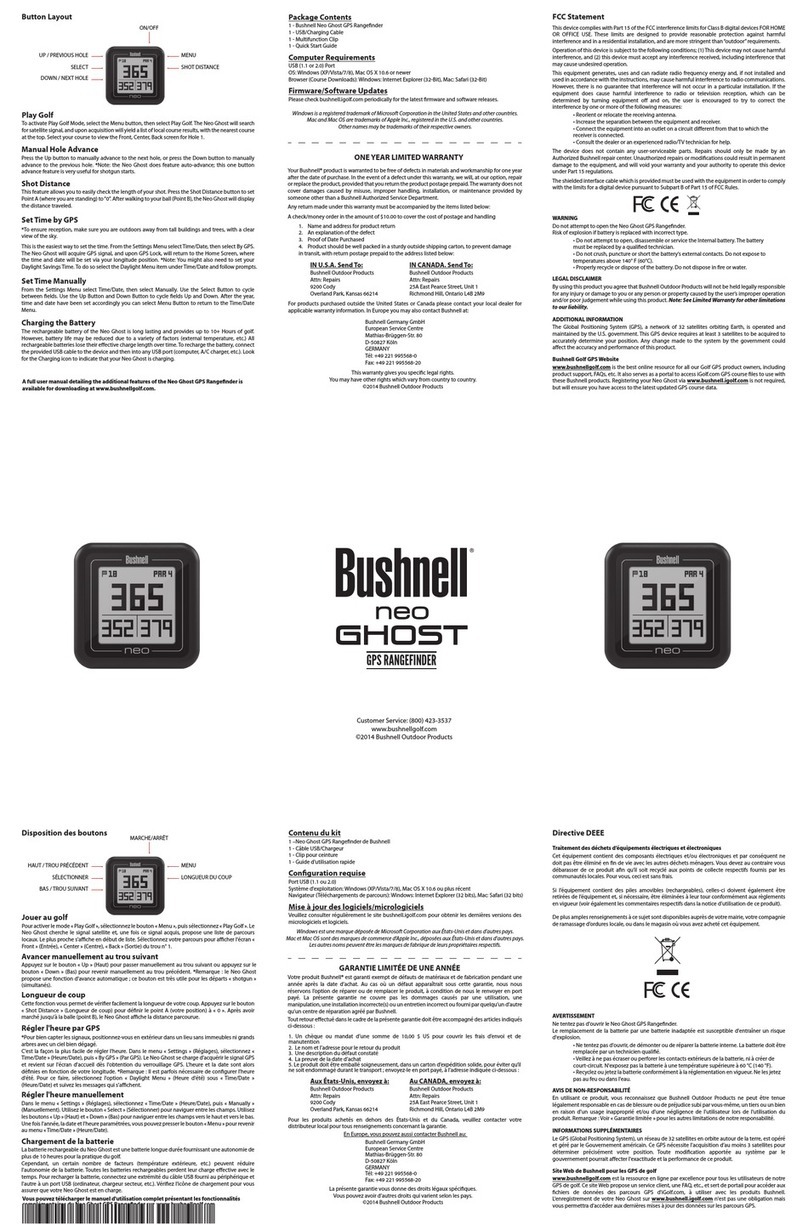 Bushnell NEO GHOST User manual Bushnell NEO GHOST User manual
