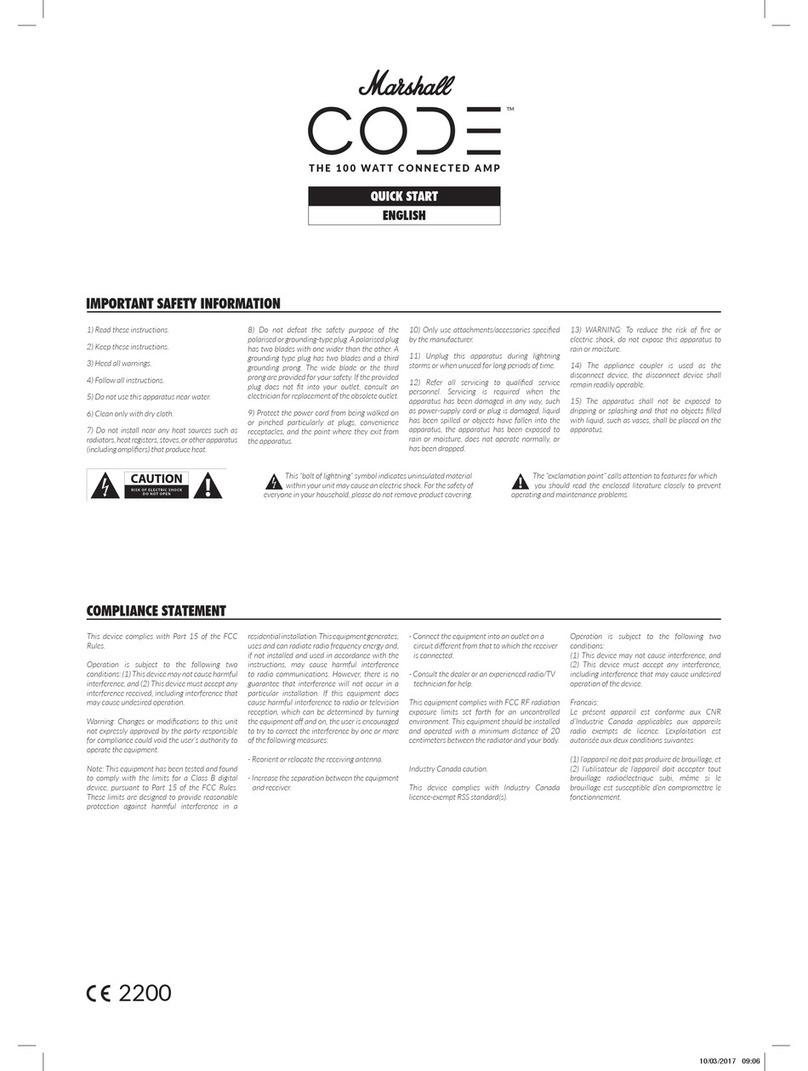 Marshall Amplification CODE User manual