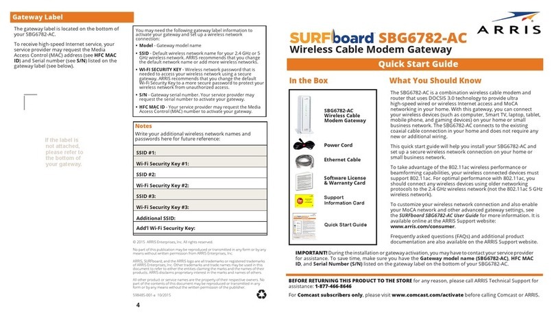 Arris SURFboard SBG6782-AC User manual Arris SURFboard SBG6782-AC User manual