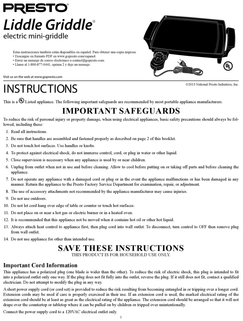 Presto Liddle Griddle instructions