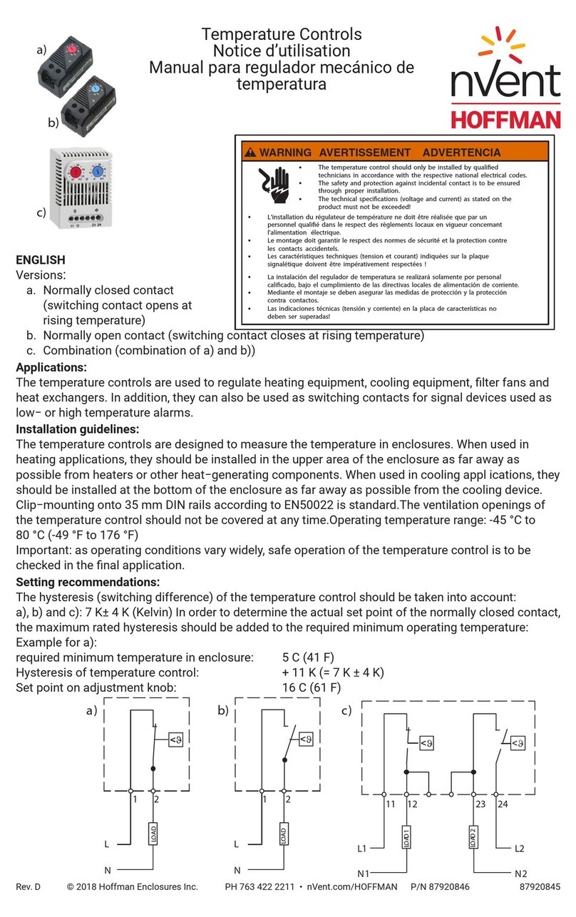 nVent Hoffman Temperature Control Switch instruction manual