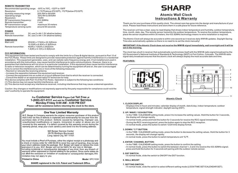 Sharp SPC1038 Installation instructions manual