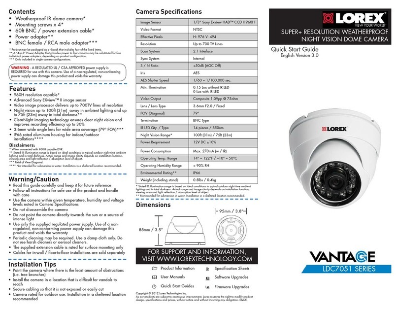 Lorex Vantage LDC7051 SERIES User manual