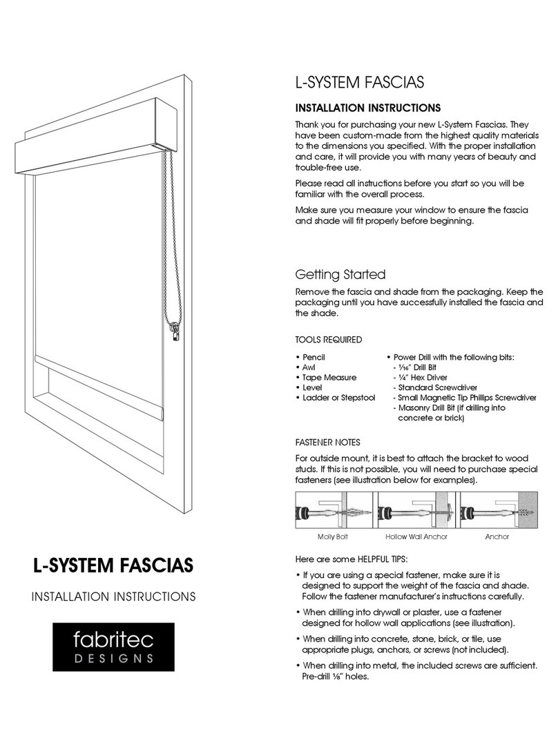Fabritec designs L-SYSTEM FASCIAS User manual Fabritec designs L-SYSTEM FASCIAS User manual