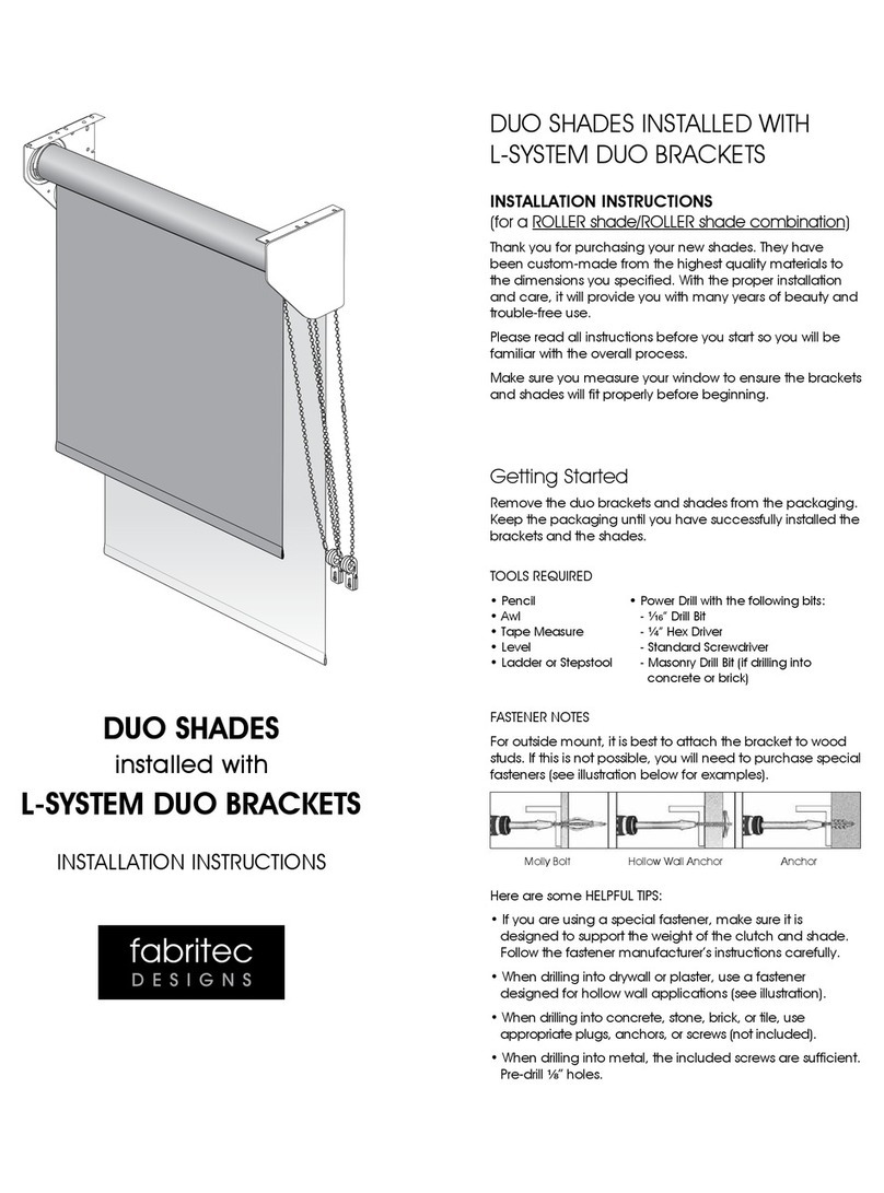 Fabritec designs DUO SHADES User manual Fabritec designs DUO SHADES User manual