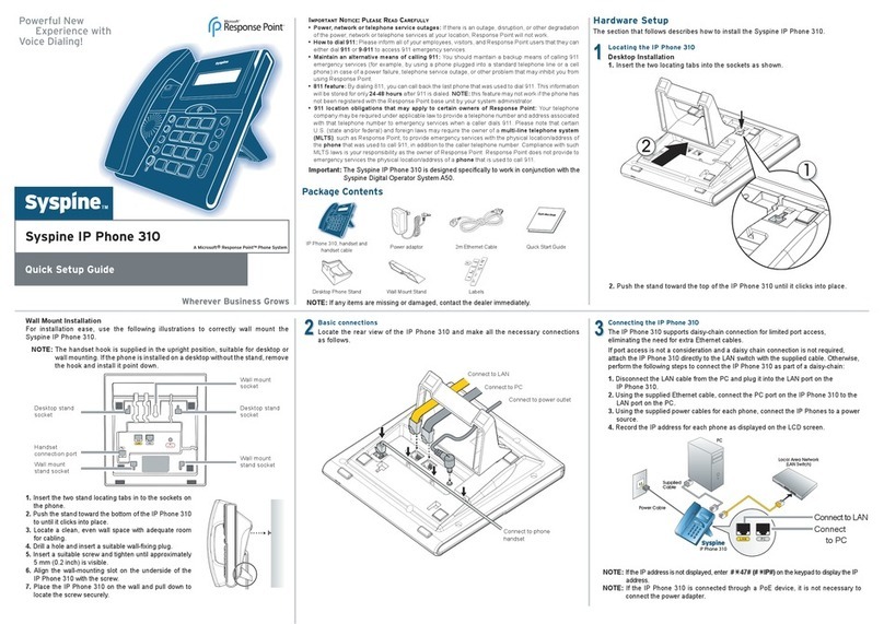 Syspine 310 Quick setup guide