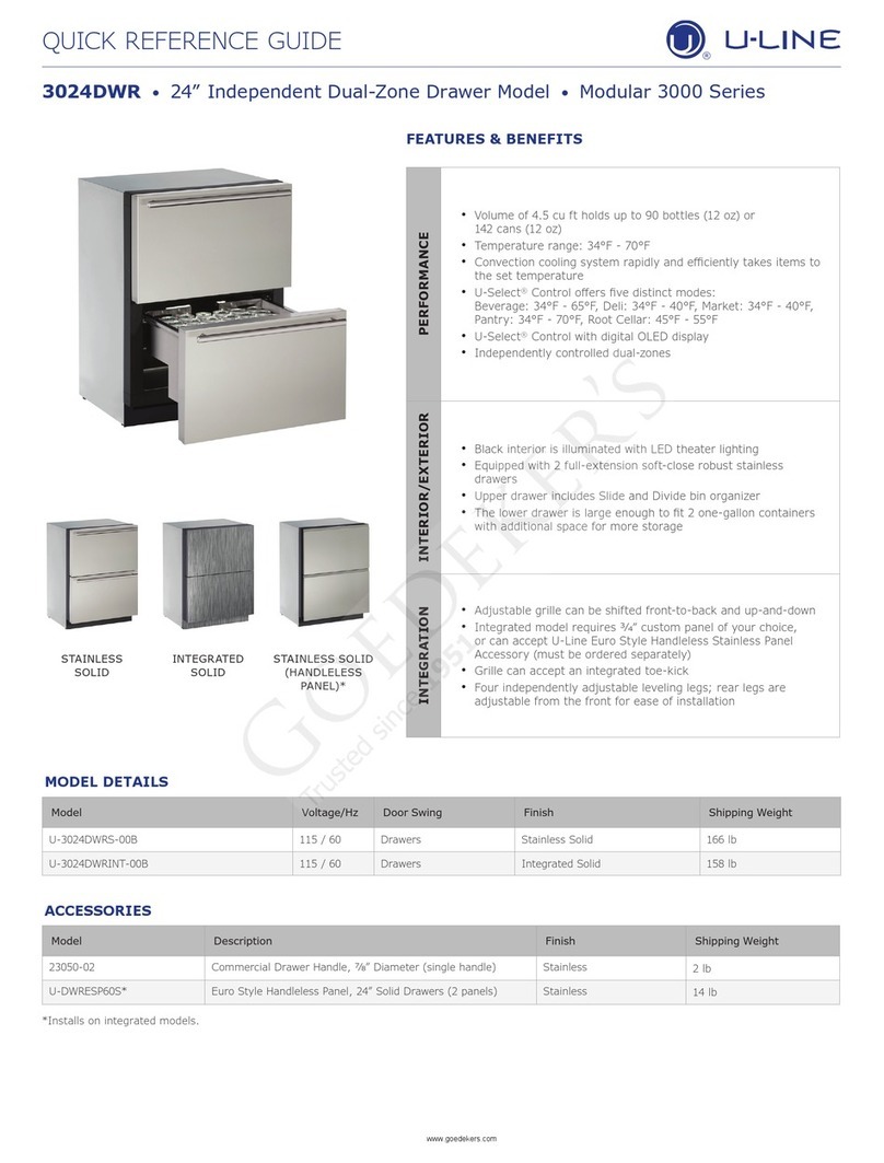U-Line Independent Dual-Zone Drawer Quick reference guide