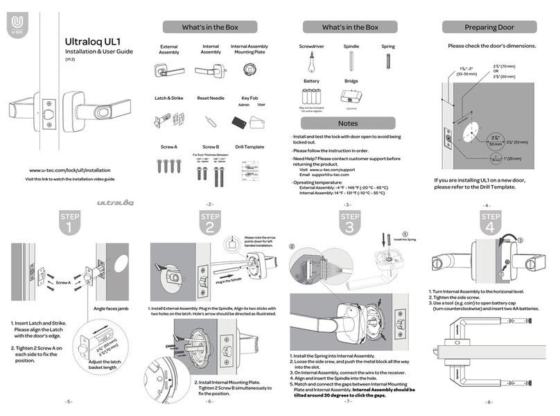 U-tec Ultraloq UL1 Installation & user guide
