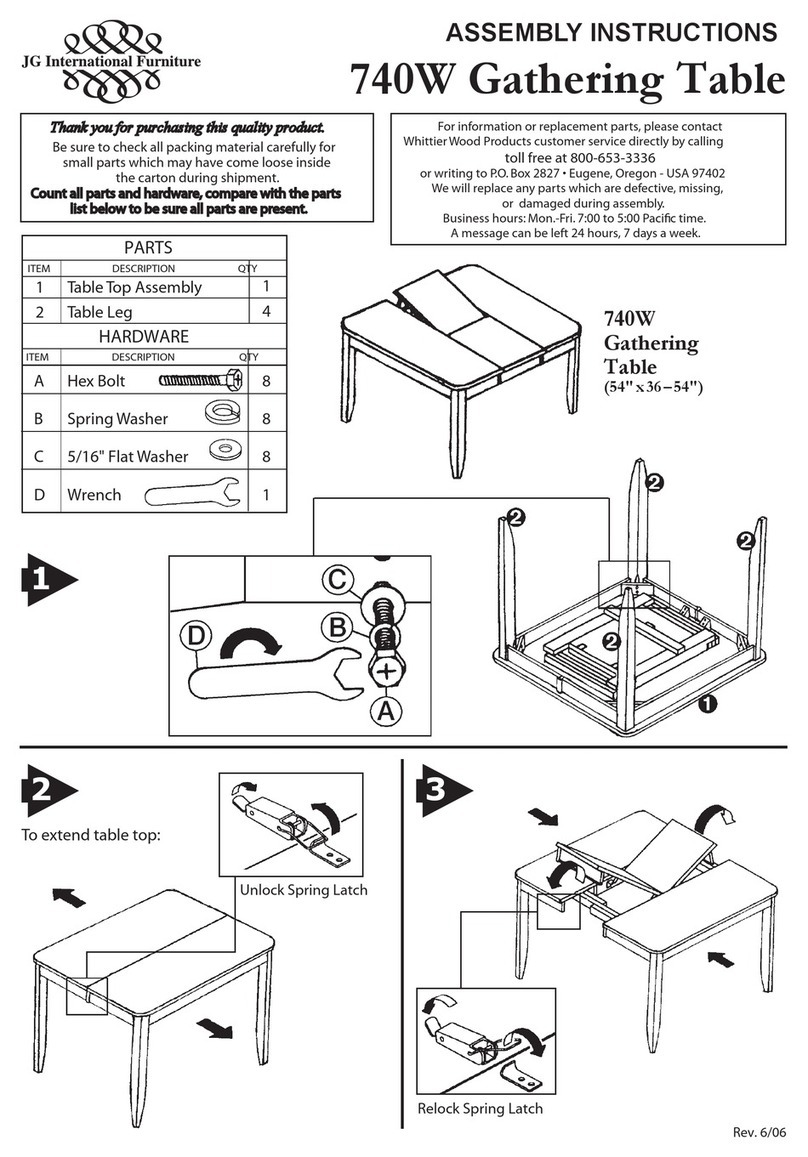 JG International Furniture 740W Gathering Table Assembly instructions