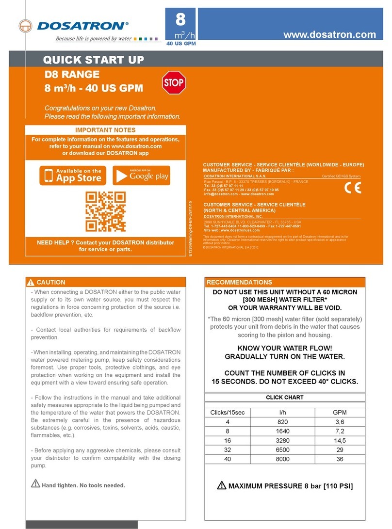 dosatron D8 RANGE Operator's manual
