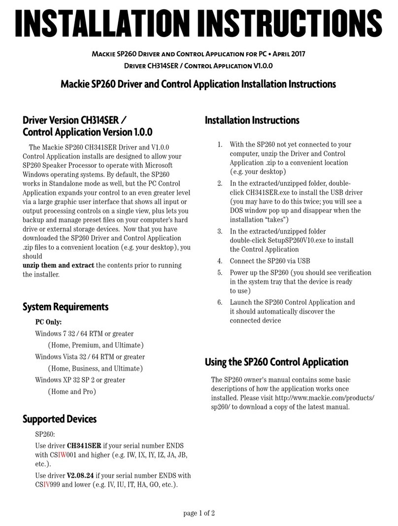 Mackie SP260 installation instructions