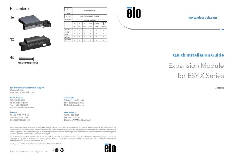 Elo TouchSystems DMS-SA19P-EXTME Quick installation guide