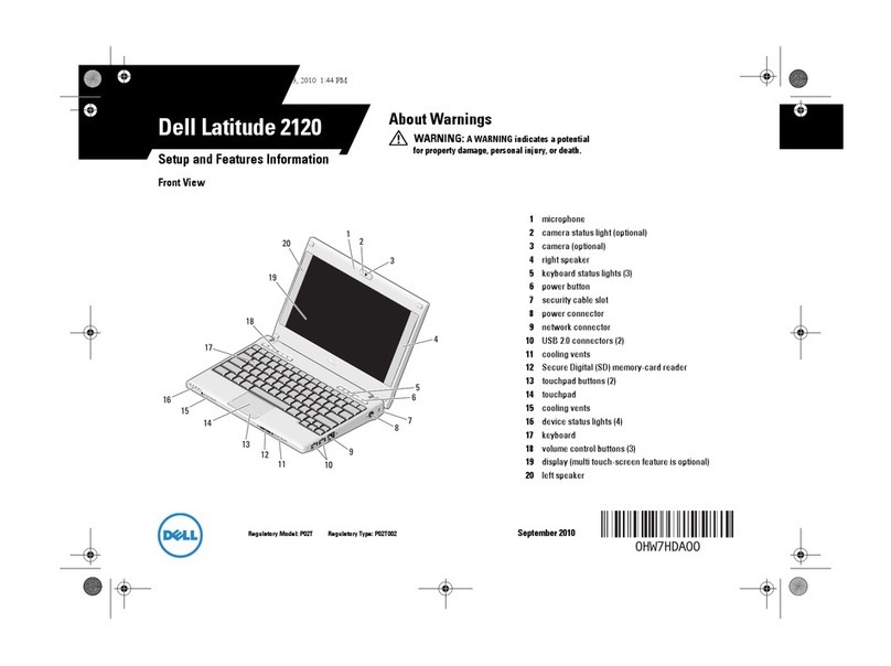 Dell Latitude 2120 Setup and features information