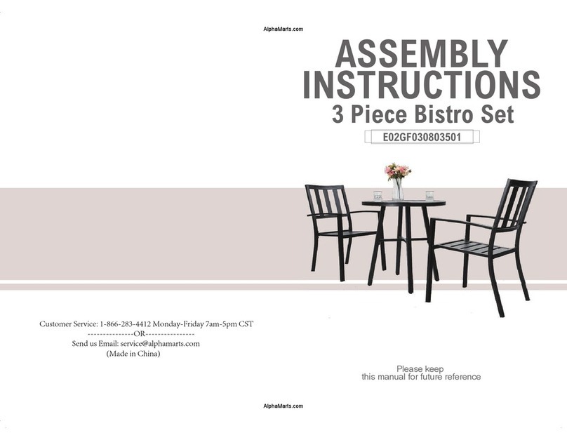 PHI VILLA 3 Piece Bistro Set Assembly instructions