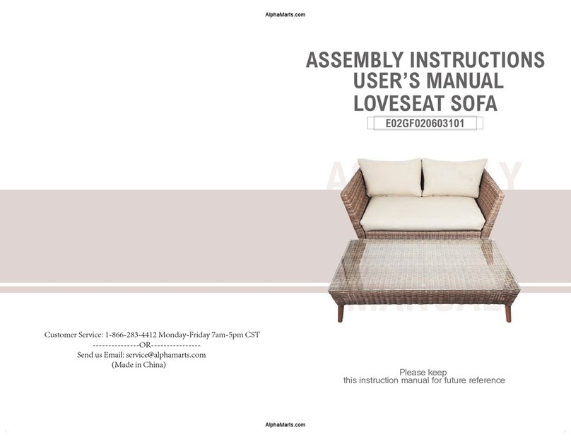 PHI VILLA LOVESEAT SOFA Assembly instructions and user's manual