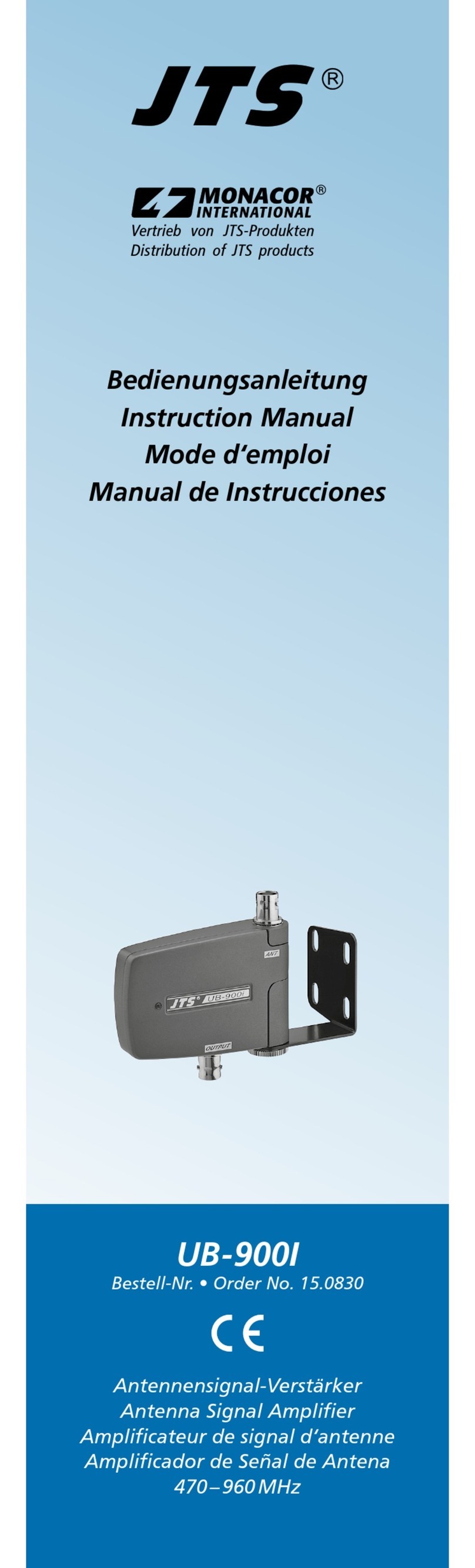 Monacor JTS UB-900I instruction manual