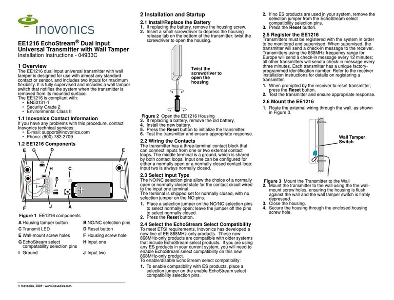 Inovonics EE1216 installation instructions