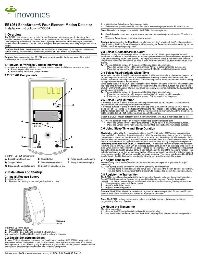 Inovonics EE1261 installation instructions
