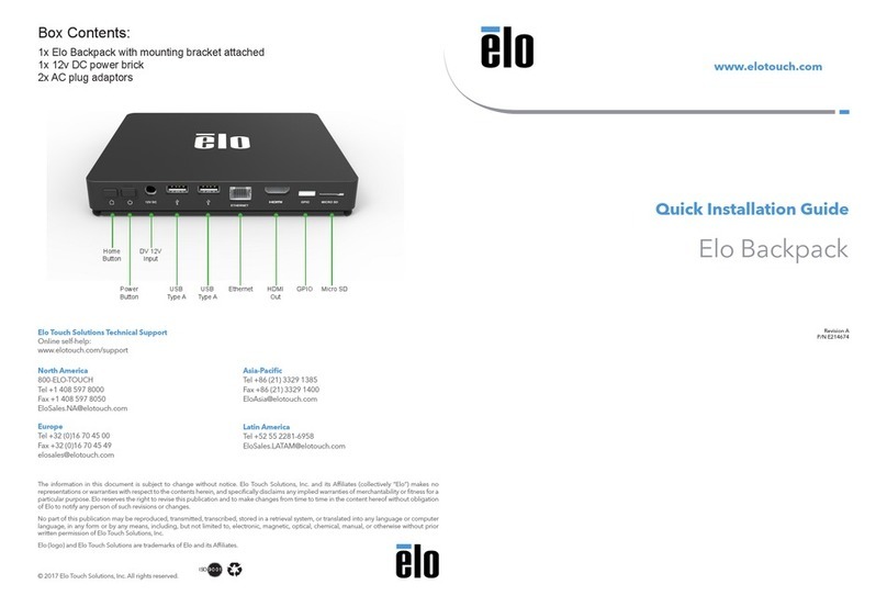 Elo TouchSystems Elo Backpack Quick installation guide