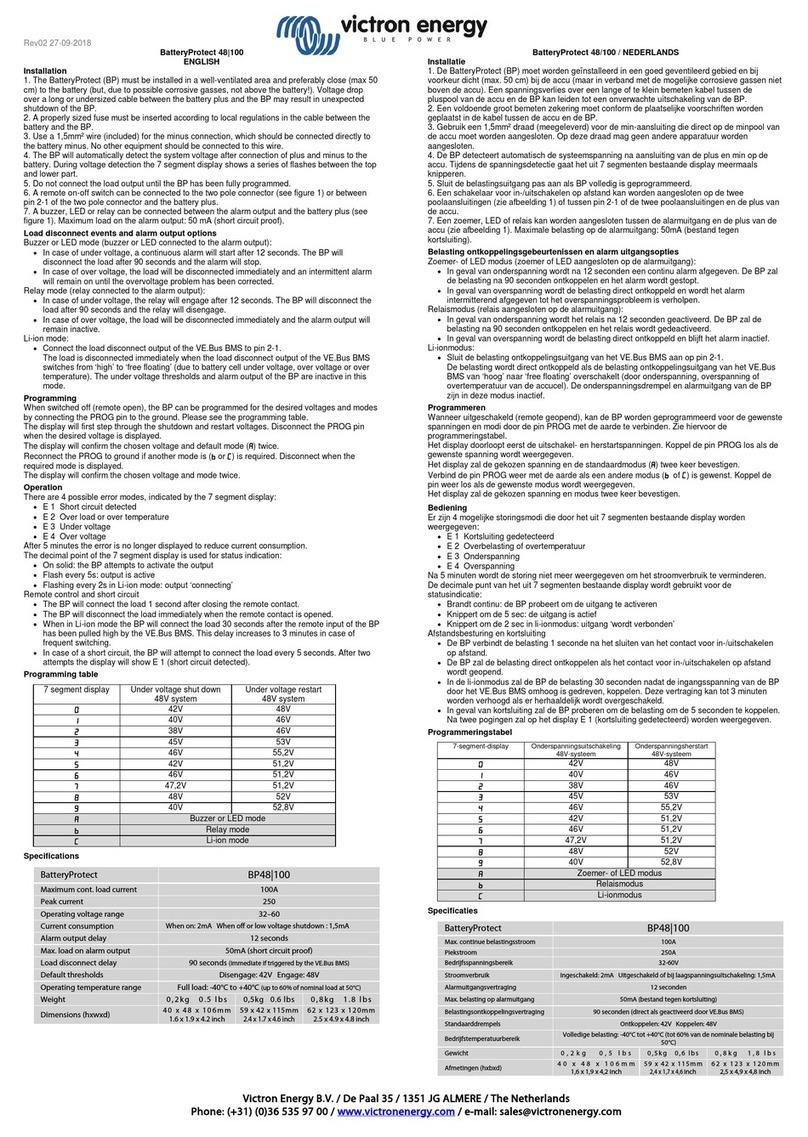 Victron energy BatteryProtect 48/100 manual