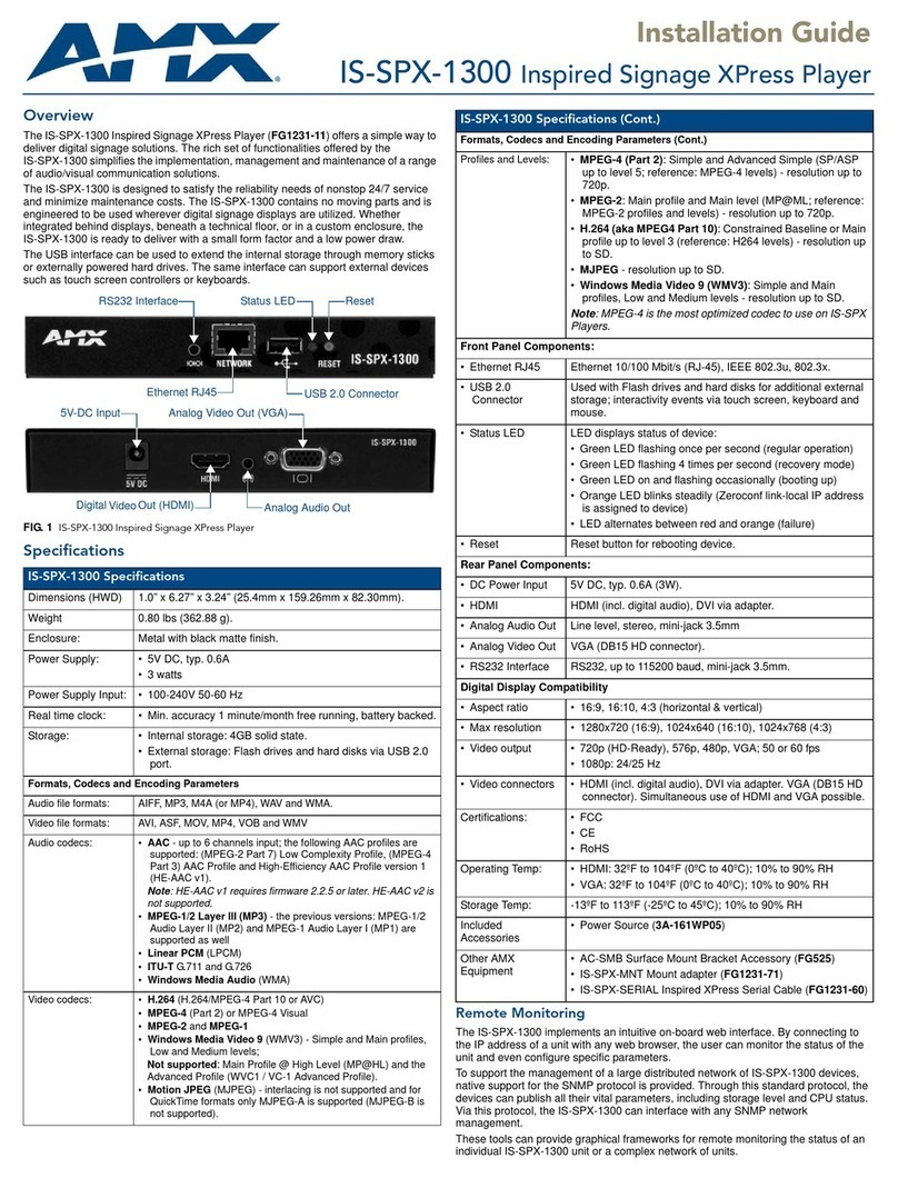 AMX IS-SPX-1300 User manual