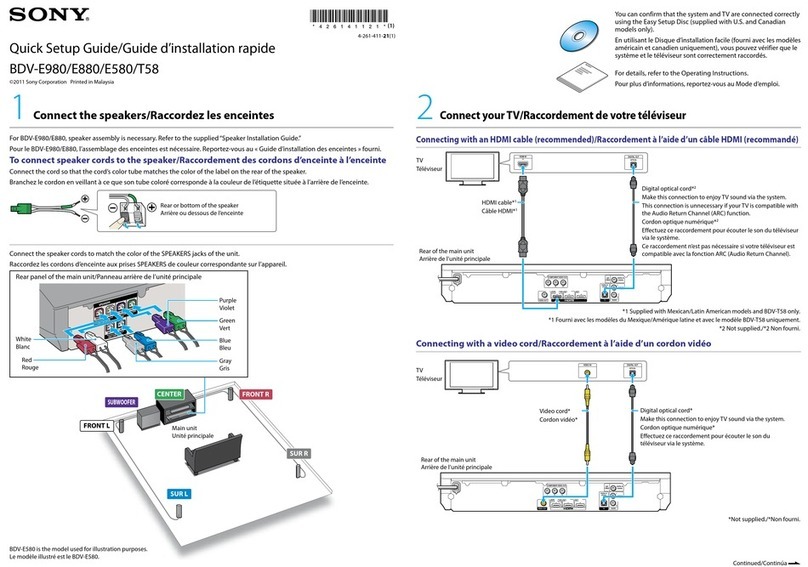 Sony BDV-E980 Quick setup guide