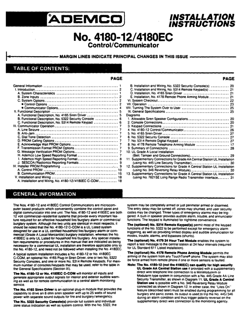 ADEMCO 4180-12 Installation instructions manual