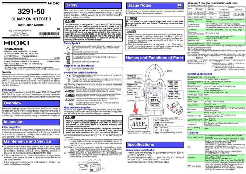 Hioki 3291-50 instruction manual