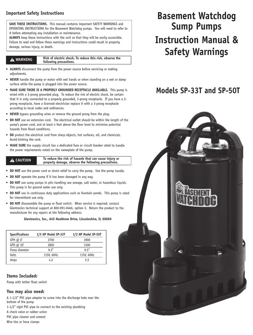 Glentronics Basement Watchdog SP-33T Operator's manual