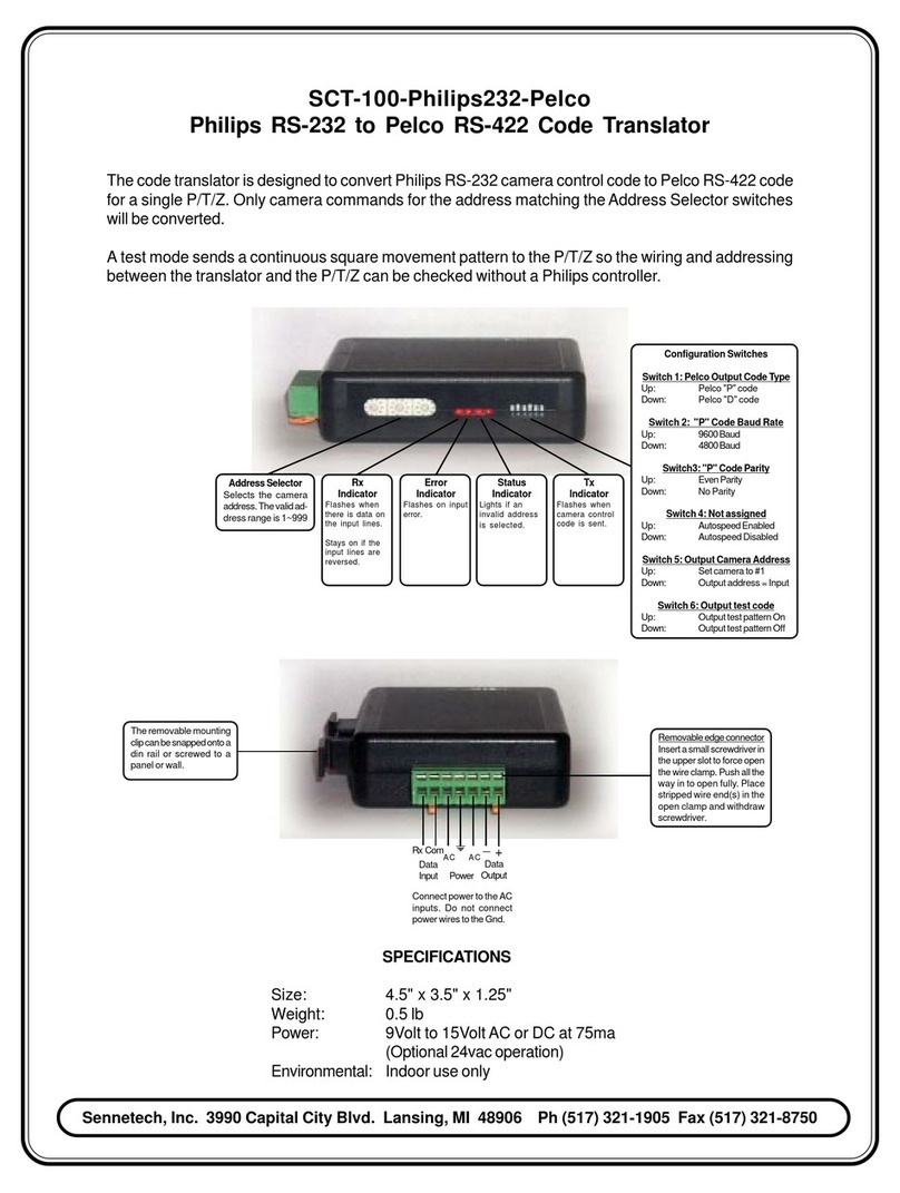Sennetech SCT-100-Philips232-Pelco user manual