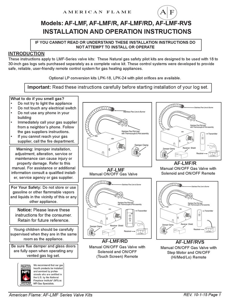 american flame AF-LMF-RVS Installation and operation instructions