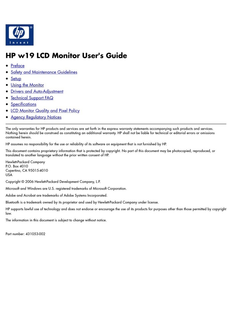 HP w19 - Widescreen LCD Monitor User manual HP w19 - Widescreen LCD Monitor User manual