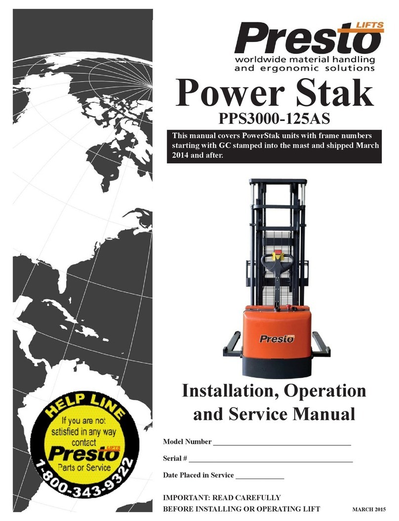 Presto Lifts Power Stak PPS3000-125AS Installation, operation and service manual
