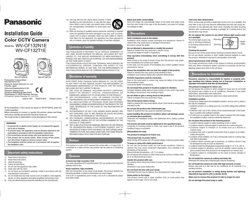 Panasonic WV-CF132N1E User manual