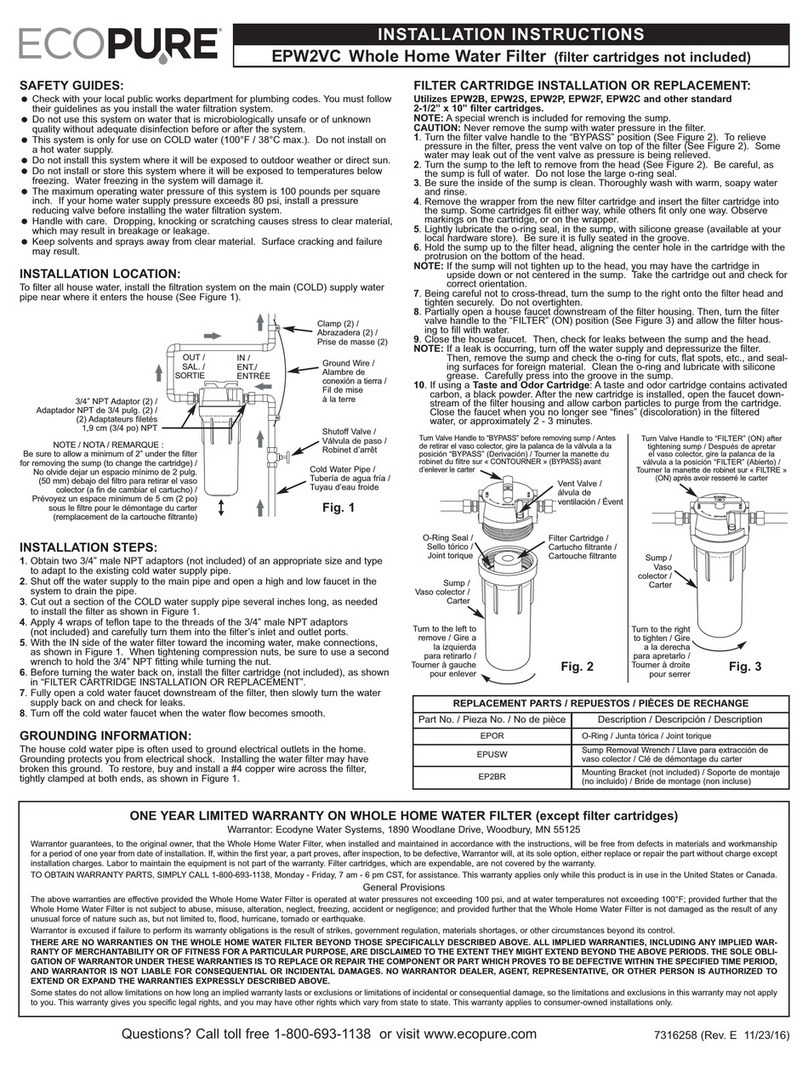 Eco Pure EPW2VC installation instructions