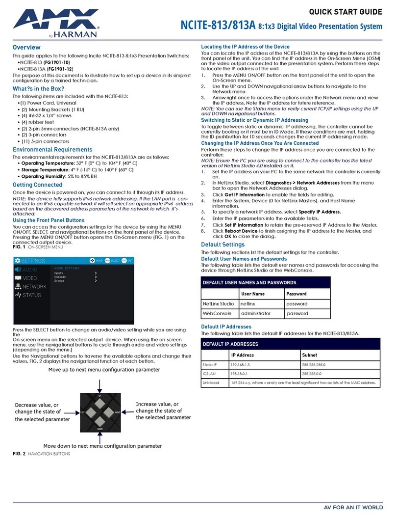 AMX NCITE-813 Quick start guides