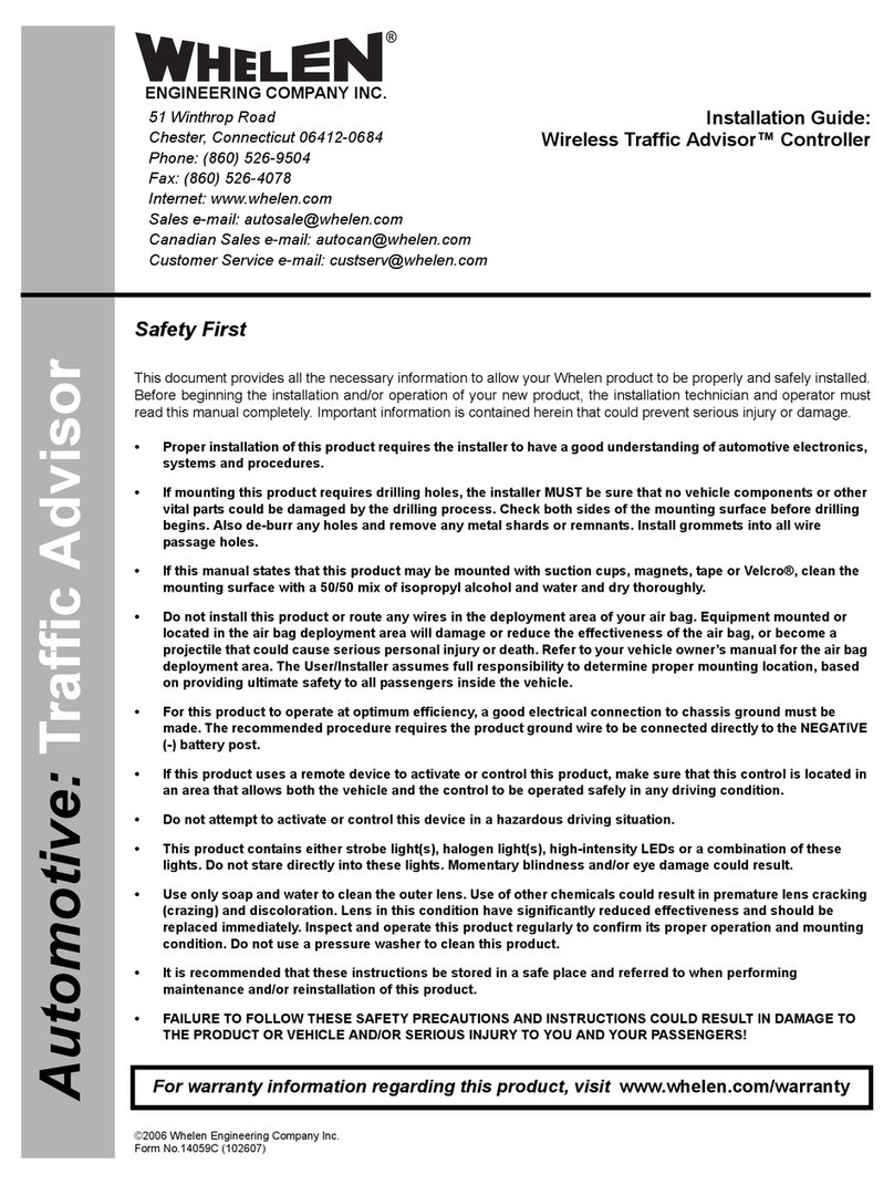 Whelen Engineering Company Wireless Traffic Advisor Installation guides