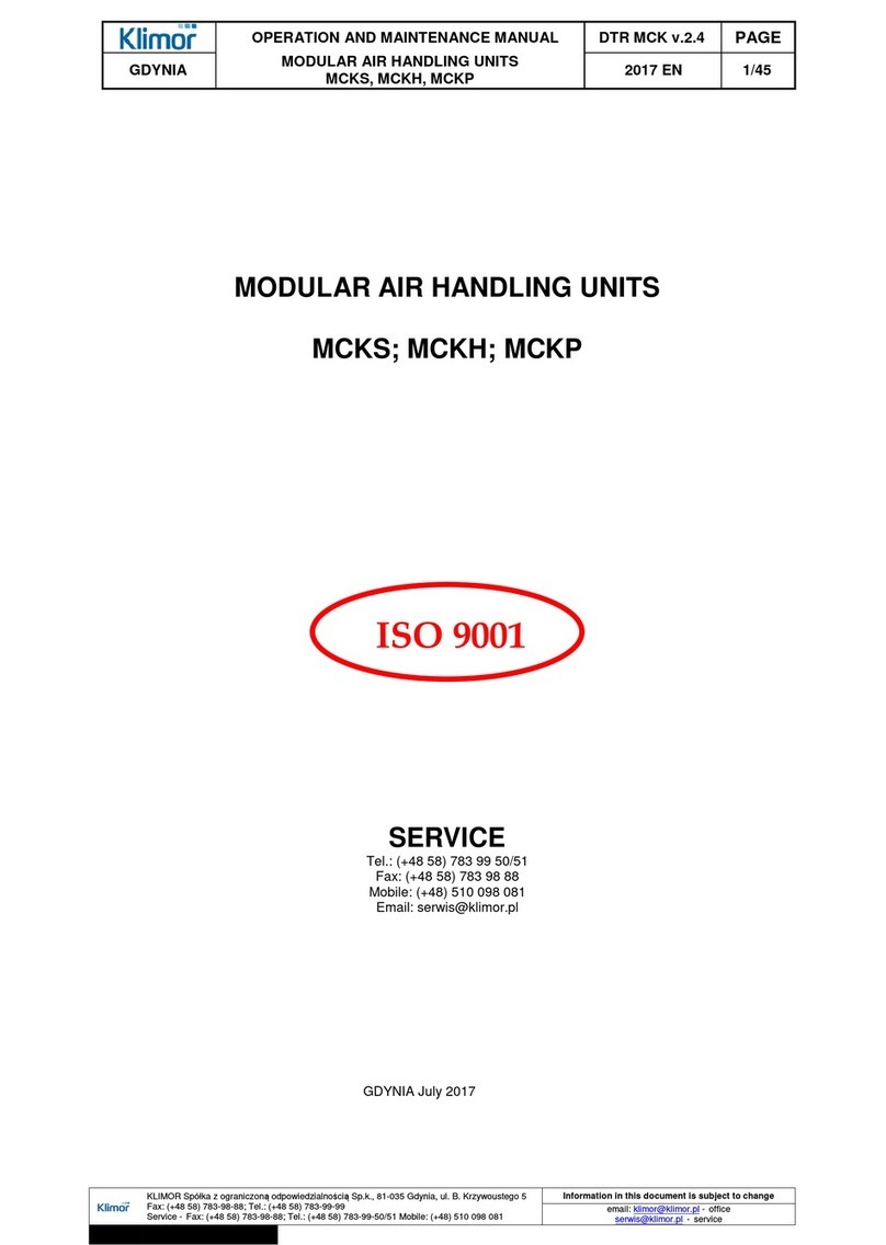 Klimor MCKS Operation and maintenance manual