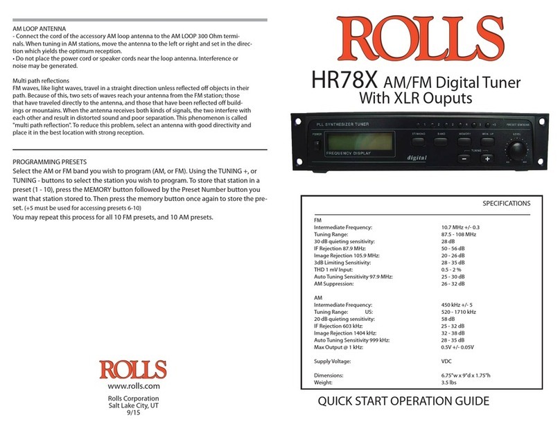 Rolls HR78X User manual
