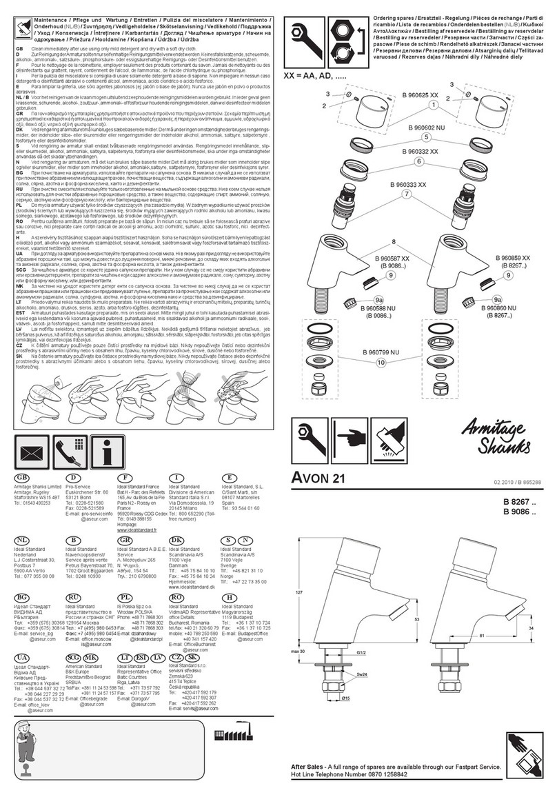 Armitage Shanks Avon 21 User manual Armitage Shanks Avon 21 User manual